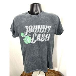 Johnny Cash Graphic T-Shirt Black Mineral Wash Medium